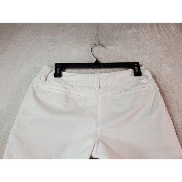 adidas Shorts Womens Size 4 White Pockets Flat Front Light Wash Slit Logo EUC - Picture 6 of 9